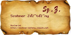 Szohner Zétény névjegykártya